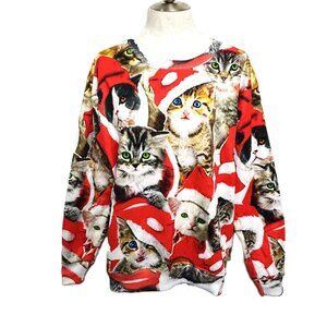 USBD Christmas Cats Sweatshirt Ugly Christmas Sweater EUC